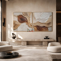 Earthen Petal Flow – Neutral Textured Botanical Wall Art Set
