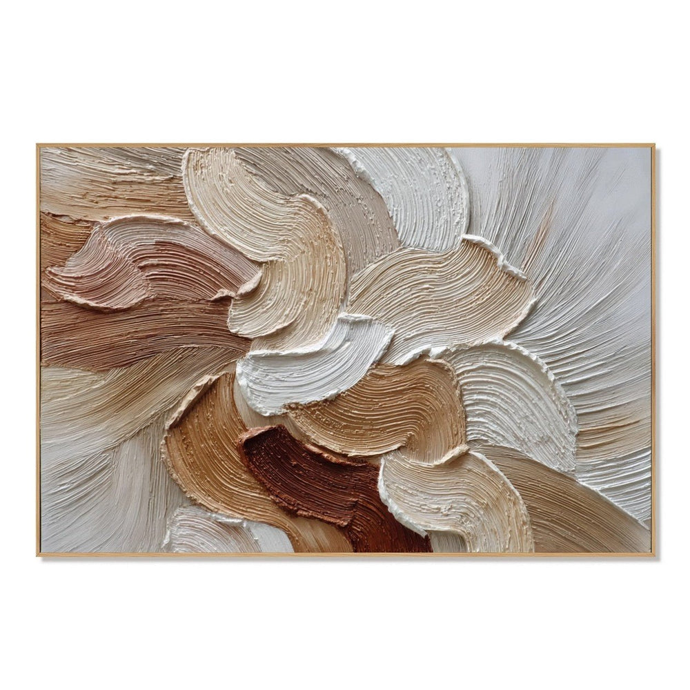 Sandstone Petal Current – Neutral Textured Botanical Wall Art hand-painted wall art