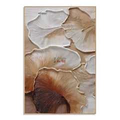 Soft Fanleaf Relief – Neutral Textured Botanical Wall Art hand-painted wall art