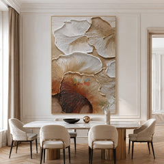 Soft Fanleaf Relief – Neutral Textured Botanical Wall Art