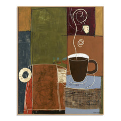 Morning Brew Geometry – Abstract Coffee Still Life Wall Art hand-painted wall art