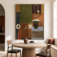 Morning Brew Geometry – Abstract Coffee Still Life Wall Art