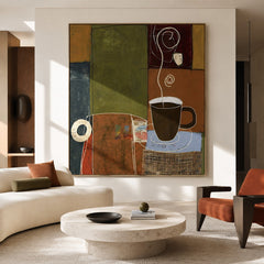 Morning Brew Geometry – Abstract Coffee Still Life Wall Art