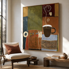 Morning Brew Geometry – Abstract Coffee Still Life Wall Art