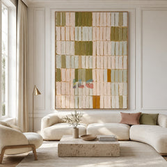 Olive Ivory Rhythm – Neutral Textured Abstract Wall Art