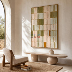 Olive Ivory Rhythm – Neutral Textured Abstract Wall Art