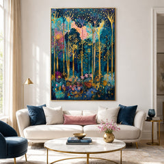 Enchanted Gilded Forest – Colorful Botanical Wall Art