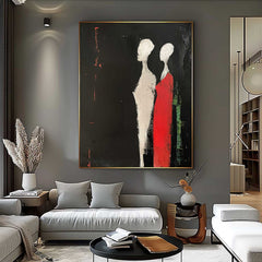 Dark Color Large Figure Painting Original Wall Art Abstract Artwork Minimalist Character Silhouette Home Decor