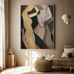 Modern Minimal Abstract Painting Figure Neutral Wall Decor Line Contemporary Gallery Wall Art For Living Room