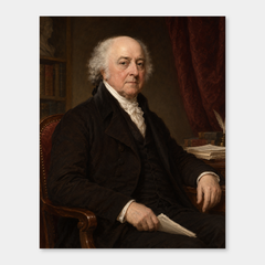 John Adams in an original full-color oil portrait displayed on a neutral background
