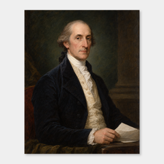John Jay in an original full-color oil portrait displayed on a neutral background
