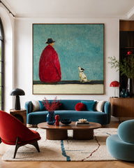 Authentic Expressionist Style Painting Of Person And Pet For Collector And Gift