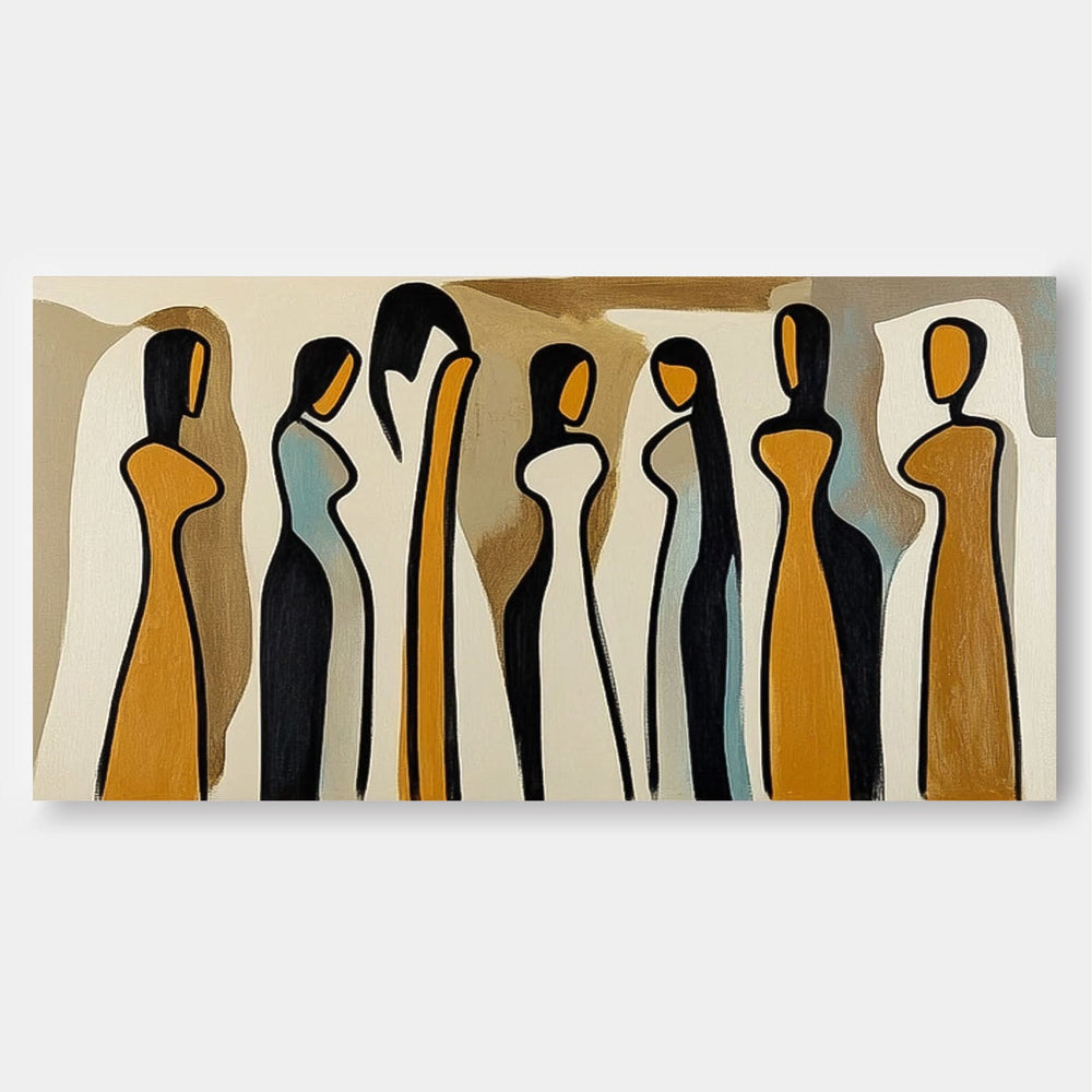 Large Minimalist Wall Art Modern Figure Line Art Acrylic Painting Original Figure Silhouette Artwork