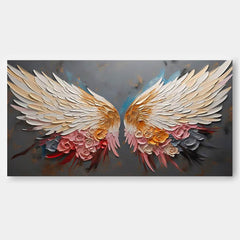 Abstract Angel Wing Flowers Oil Painting On Canvas Large Wall Art Original Wing Art Boho Wall Decor Gift for Her