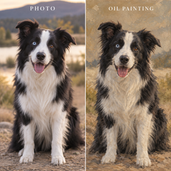 Custom Pet Portrait | Dog & Cat Lover Gifts | Personalized Oil Painting from Photo Horizontal