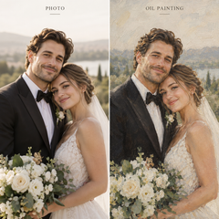 Custom Portrait from Photo | Personalized Family & Wedding Oil Painting Horizontal