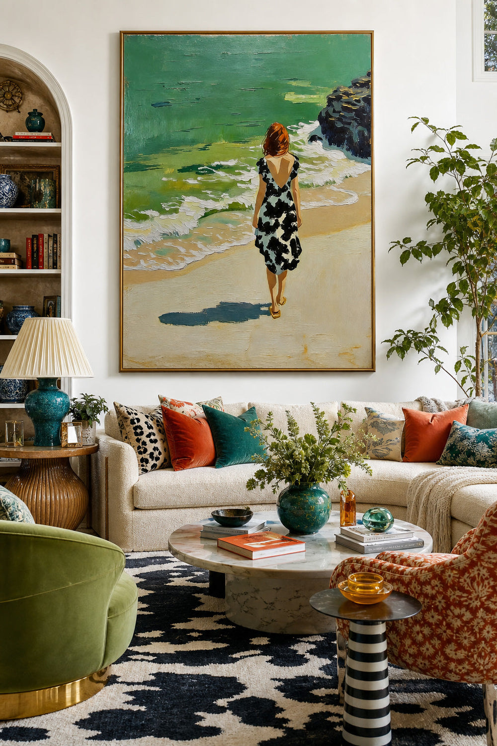 Serene Seaside Woman Art Print For Relaxing Bedroom And Lounge Spaces