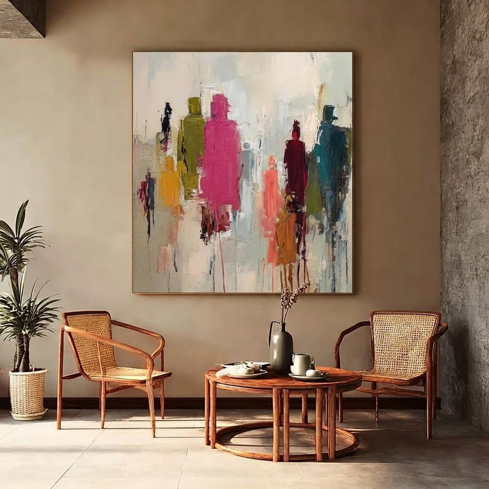 Silhouettes From Behind Art Expressive Abstract Figures With Rich Texture For Contemporary Home And Office Interior Design