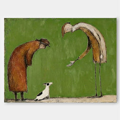 Retro Abstract People And Dog Painting For Living Room Wall Art Decor