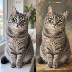 Custom Pet Portrait | Dog & Cat Lover Gifts | Personalized Oil Painting from Photo Horizontal