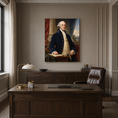 George Washington oil portrait displayed in a formal executive office