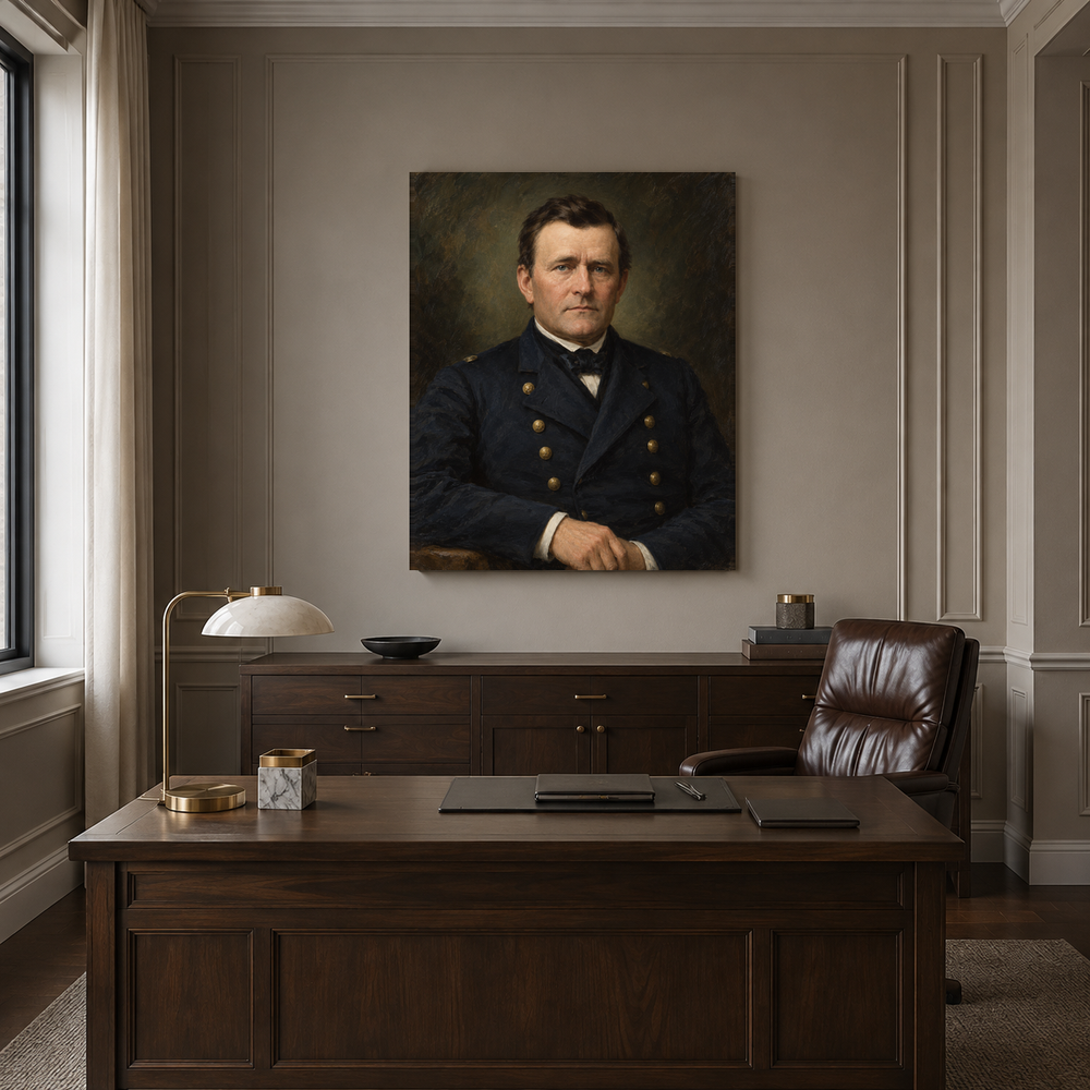 Ulysses S. Grant oil portrait displayed in a formal executive office