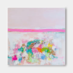 Square Abstract Ocean Art With Expressive Brushstrokes For Lounge Walls