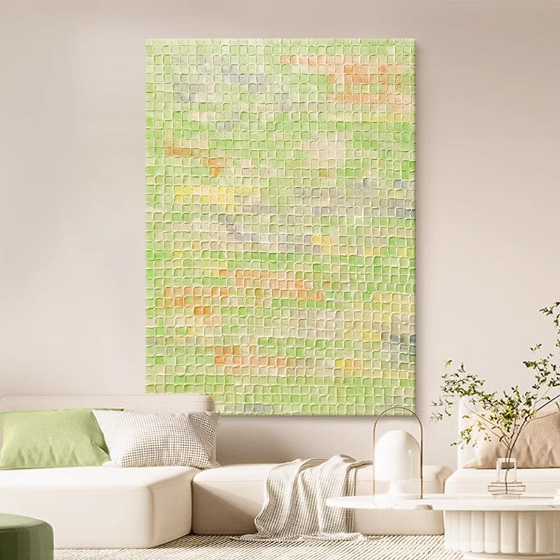 Yellow And Green Abstract Oil Painting on Canvas Modern Texture Wall Art Large Colorful Original Knife Painting Home Decor