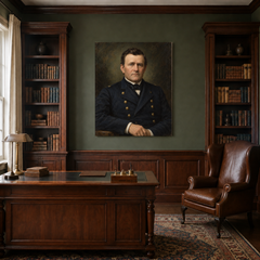 Ulysses S. Grant oil portrait in a traditional study