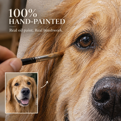 Custom Pet Portrait | Dog & Cat Lover Gifts | Personalized Oil Painting from Photo Horizontal