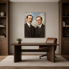Wilbur and Orville Wright oil portrait in a refined home office