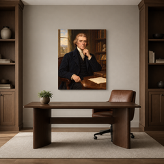 Thomas Jefferson oil portrait in a refined home office