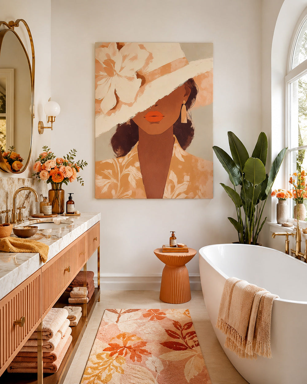 Retro Vintage Style Wall Art Featuring Stylish Lady With Hat And Earrings
