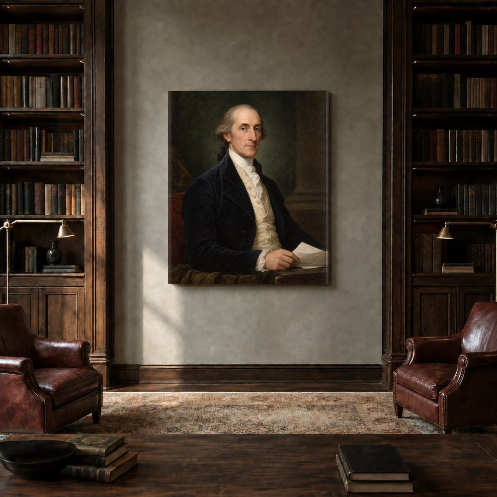 John Jay oil portrait in a private library