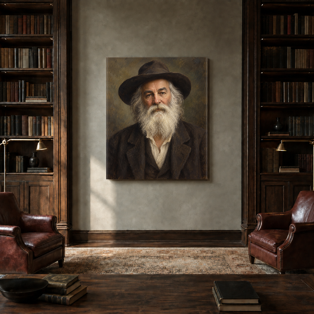 Walt Whitman oil portrait in a private library