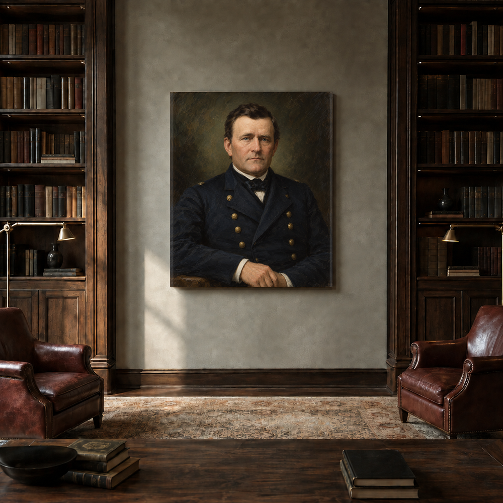 Ulysses S. Grant oil portrait in a private library