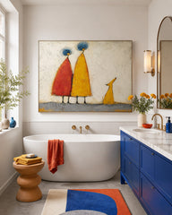 Minimalist Textured Canvas Art Colorful Abstract Figures For Contemporary Home Interior