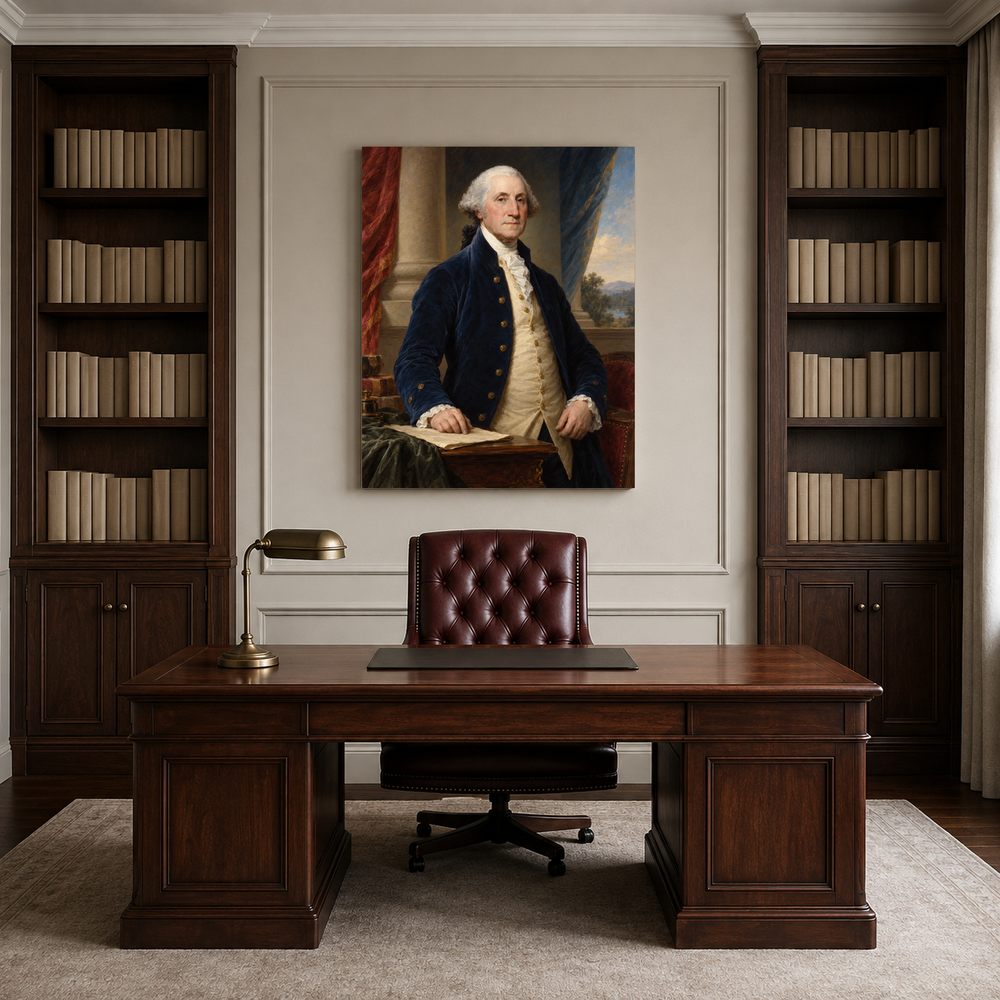 George Washington oil portrait in a professional office