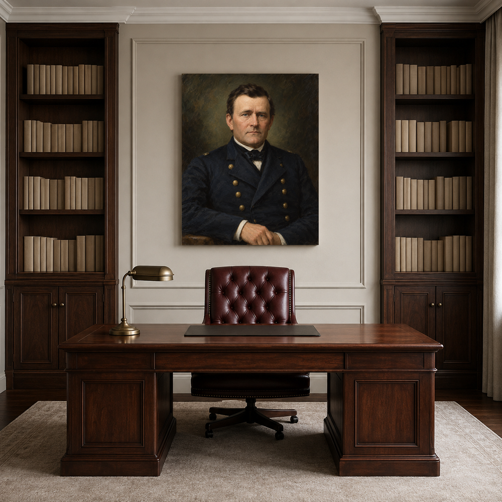 Ulysses S. Grant oil portrait in a professional office