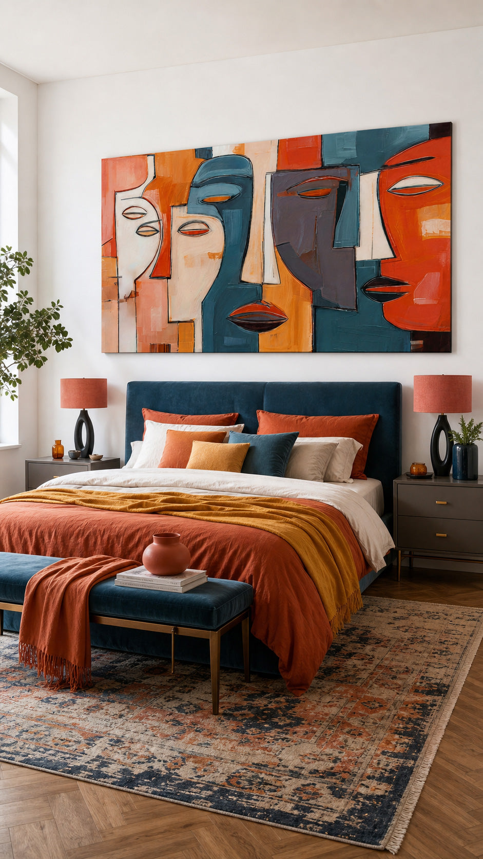 Colorful Geometric Face Art On Canvas For Contemporary Home And Office