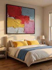 Modern Geometric Abstract Art With Rich Texture Ideal For Contemporary Lounge Wall Decor