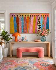 Handmade Textured Canvas Art With Bright Colors And Human Figures