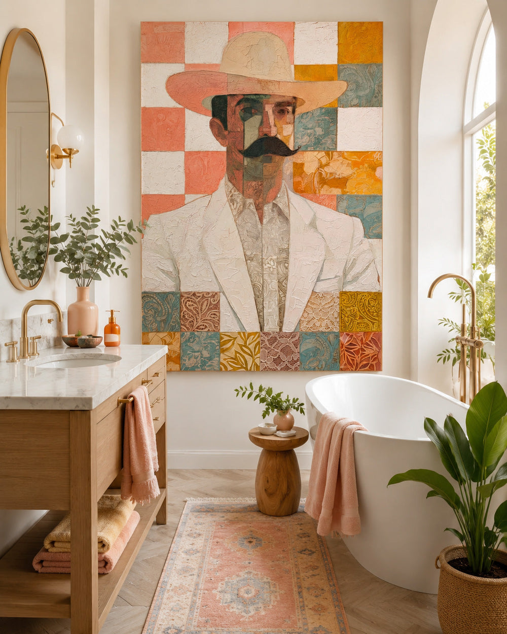 Vintage Inspired Cowboy Art With Textured Canvas And Earthy Tones For Home Office
