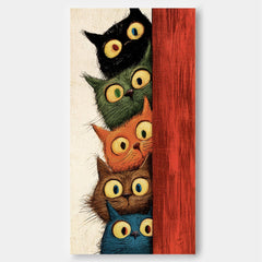Vibrant Multi Colored Cat Artwork Illustrative Style For Modern Living Rooms