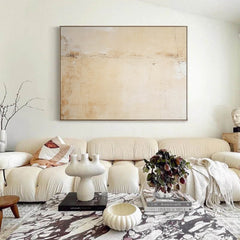 Original Beige Minimalist Abstract Acrylic Painting Framed Large Wall Art Texture Abstract Oil Painting Home Decor