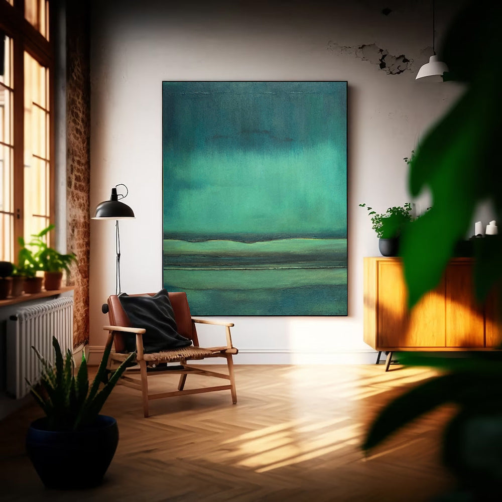 Green Large Abstract acrylic painting Texture Minimalist Oil Painting On Canvas Original Wall Art Home Decor