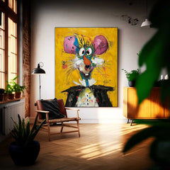 Cute  Mouse Abstract Wall Art Large Acrylic Painting Impression Graffiti Animal Oil Painting Home Decor