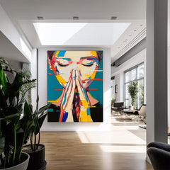 Original Beautiful Girl Painting Canvas Texture Portrait Large Beauty Lady Wall Art Woman Face Figurative Fashion Home Decor