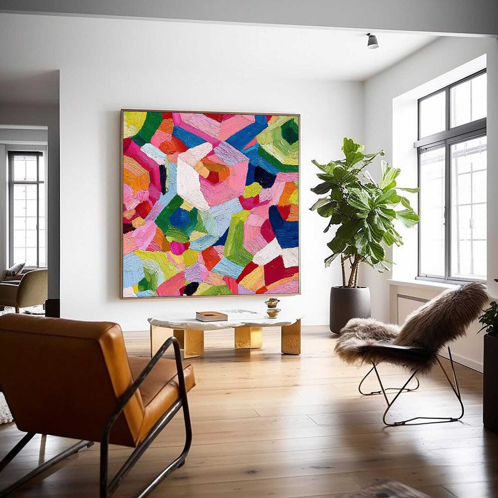 Abstract Geometry Wall Art Original Oil Painting Color Texture Acrylic painting Contemporary Art