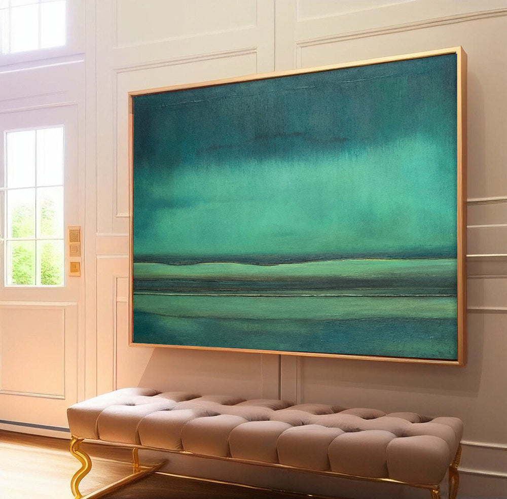 Original Green Minimalist Abstract Acrylic Painting Large Wall Art Modern Texture Abstract Oil Painting Home Decor